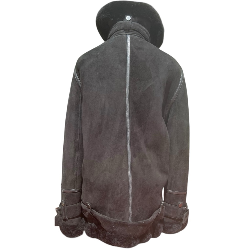The Arrivals Moya Oversized Shearling Black Suede Moto Jacket Size Small - Picture 10 of 15